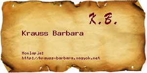 Krauss Barbara névjegykártya